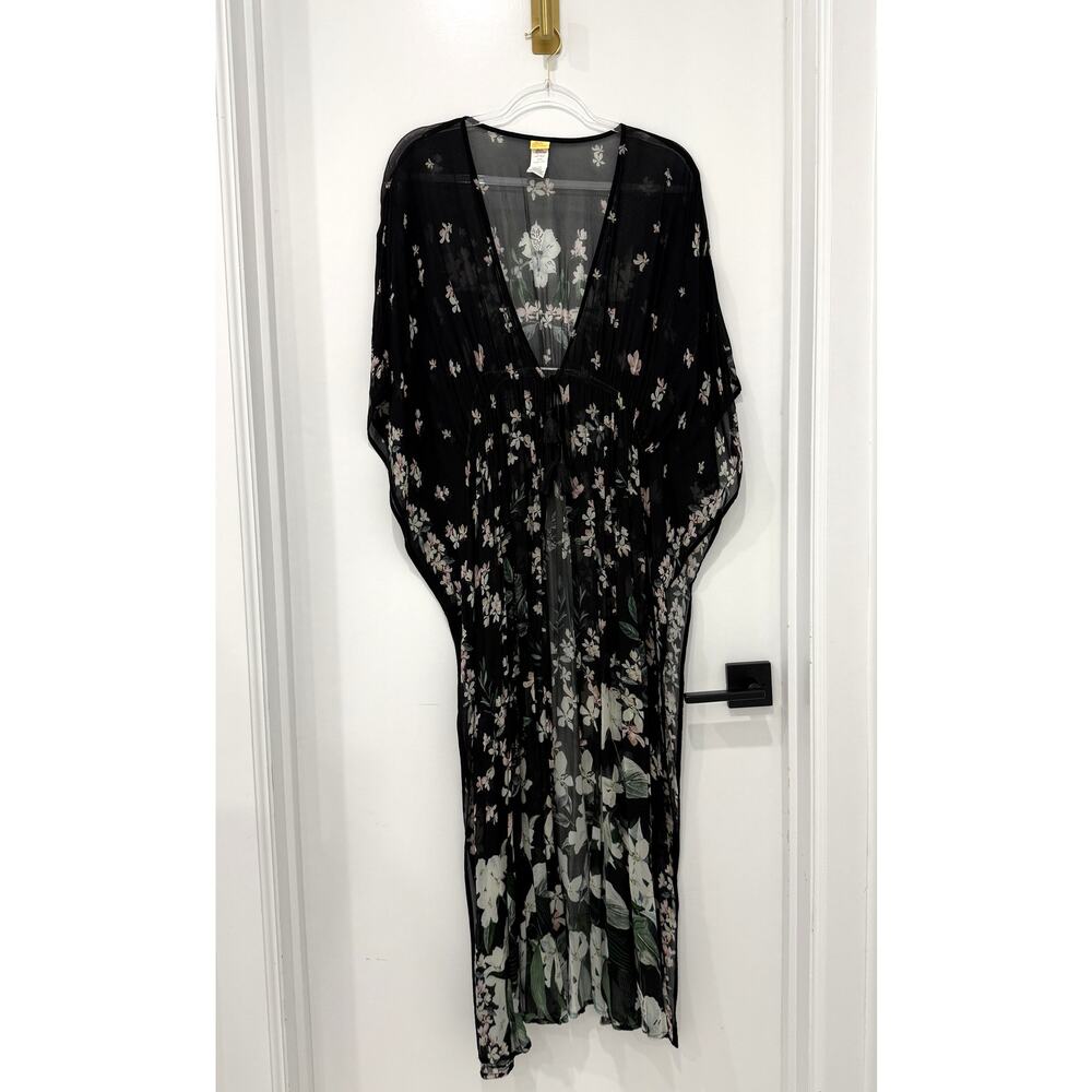 Agua Bendita floral kimono tunic beach cover-up, botanical floral pattern - Picture 9 of 15
